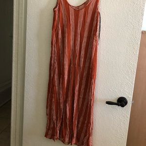F21 orange and white striped long dress size:medium
